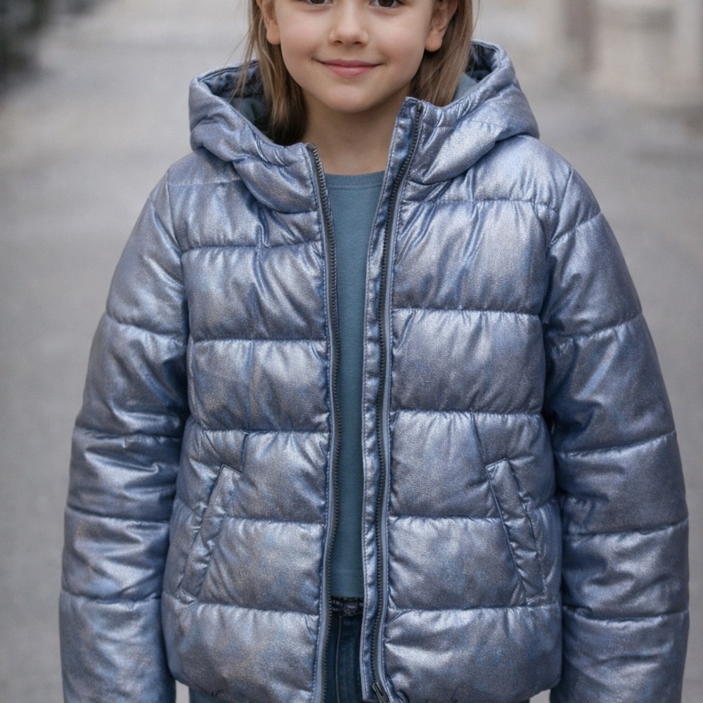 OLD NAVY 💙 Kids Metallic Blue Puffer Jacket size L